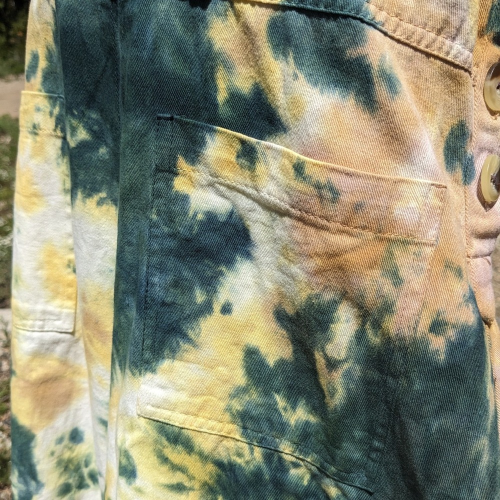 Earthbound Trading Co. Tie Dye Wide Leg Overall Jumpsuit M Festival Boho Hippie - Picture 7 of 16